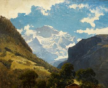 Interlaken, Blick auf die Jungfrau, Schweiz by 
																			Hans Fredrik Gude