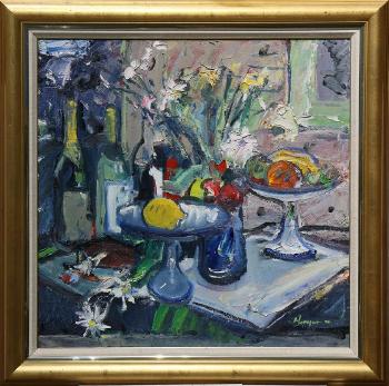 Still Life with Flowers, Fruit and Wine by 
																			Joe Hargan