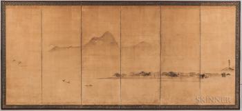 Six-panel Folding Screen by 
																			Kano Naonobu