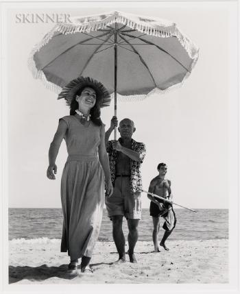 Pablo Picasso and Françoise Gilot by 
																			Robert Capa