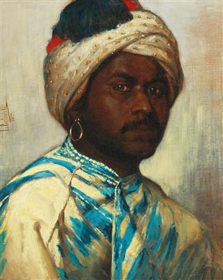 Oriental Man with Turban by 
																			Leon Fortunski