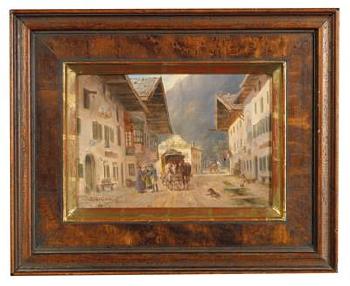 Arrival of the Post Coach in Mittenwald by 
																			Ludwig Muller-Cornelius