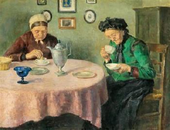 Two Ladies Taking Tea by 
																			Karl Krummacher
