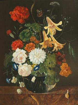 Bouquet of Summer Flowers in a Glass Vase by 
																			Franz Xaver Pieler