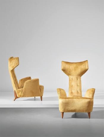 Pair of rare armchairs by 
																	Renzo Zavanella