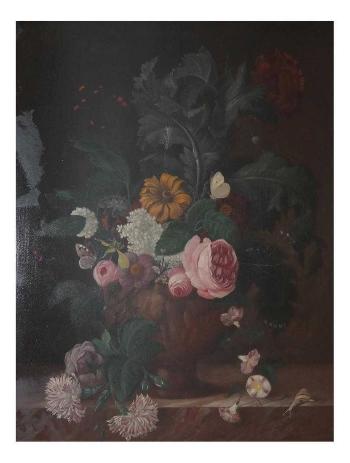 A German floral still life on a cradleback frame by 
																			Franz Xaver Pieler