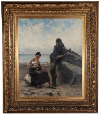 The fisherman and his family by 
																			August Hagborg