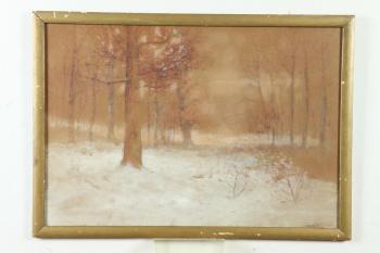 Woodland scene in snow by 
																			Edgar Nye