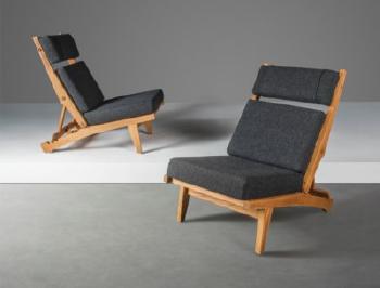 A pair of rare adjustable lounge chairs, model no. AP 71 by 
																	 A P Stolen