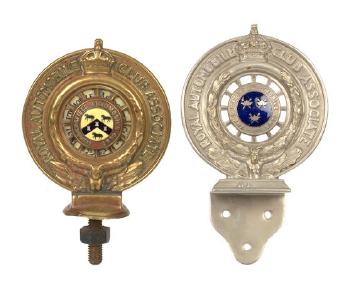Two Royal Automobile Club Associate Car Badges With Enamel Centres For Huddersfield And Suffolk by 
																	 Elkington & Co