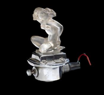 A 'Female Nude' Glass Mascot By Red Ashay, British, 1930s, With Illuminating Mount by 
																	Red Ashay