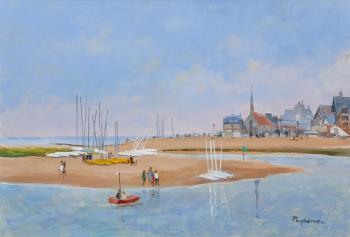 Harbor scene by 
																			Annie Puybareau