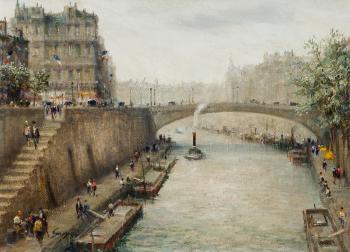 Les bouquinistes; Le petit pont by 
																			Paul Gagni