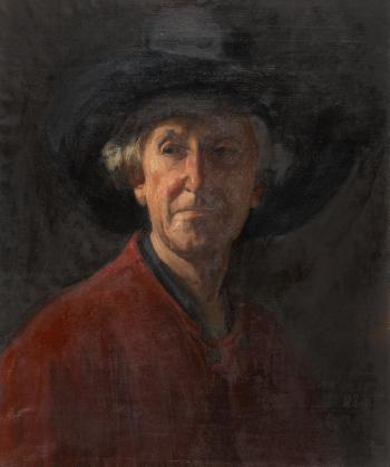 Brustbild Eines Mannes Im Roten Mantel by 
																	Rudolf Jettmar