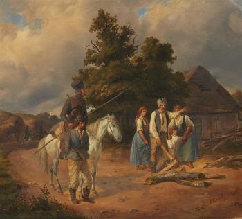 Mounted Soldier with a Captive by 
																	Ludwig Elsholtz