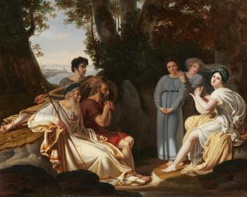 Sappho Singing to Homer by 
																	Charles Nicolas Rafael Lafond