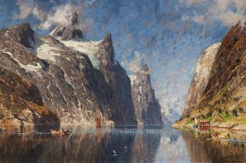 Norwegian Fjord Landscape by 
																	Adelsteen Normann