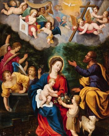 The Holy Family with Saint John and Angels by 
																	Pieter van Avont