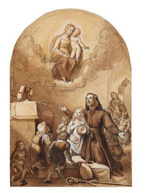 The Virgin Mary appearing to Saint Joseph Calasanz and Children by 
																	Carl Christian Vogel von Vogelstein