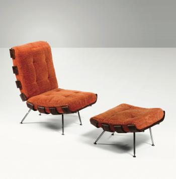 Armchair and pouf by 
																	Carlo Hauner
