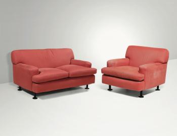 Living room composed of a sofa and an armchair mod. Square by 
																			Marco Zanuso