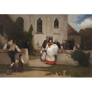Family Leaving The Church After The Baptism by 
																	Richard Eisermann