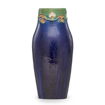 Vase squeezebag-decorated with stylized leaves by 
																			Frederick Hurten Rhead