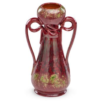 Exceptional raspberry vase by 
																			George Edgar Ohr