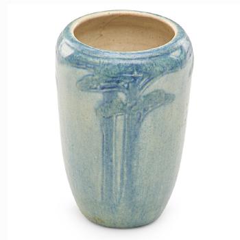 Transitional cabinet vase with pine trees by 
																			Anna Frances Connor Simpson