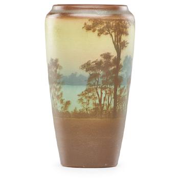 Banded Scenic Vellum vase by 
																			Sallie Coyne