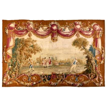 A 18th Century Aubusson Wool And Silk Tapestry by 
																	 Aubusson