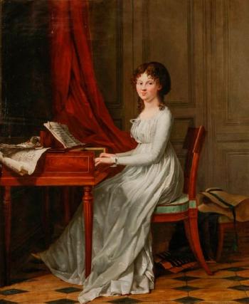Portrait de jeune fille jouant du clavecin by 
																	 Mademoiselle Cornet