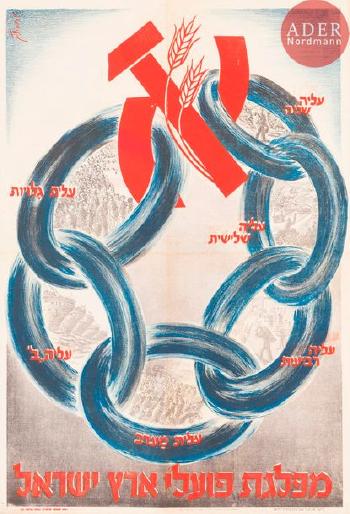 Affiche Lithographiée Du Parti Politique « Poalei Israel ». by 
																	Moses Vorobeychik