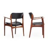 Six rosewood armchairs, seat and back upholstered with original black leather. Model OD 50 by 
																			 Oddense Maskinsnedkeri