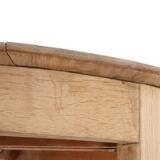 Circular solid oak extension table with two pine leaves by 
																			 Mikael Larsen