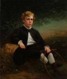 Portrait of a young boy with a hoop by 
																			Benoni Irwin