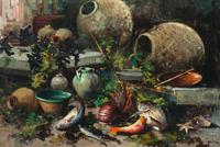 Still life with fish and lobster by 
																	 Jove Wang