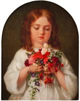 'Flowers', 1859, portrait of a young girl by 
																	George Cochran Lambdin
