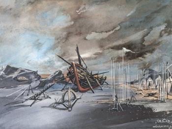 Le champs de bataille, projet de décor pour Le Cid, opéra de Jules Massenet by 
																	Georges Wakhevitch