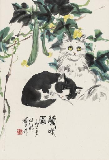 Cats and Luffa by 
																	Yu Yaozhong