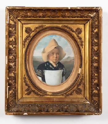 Portrait De Jeune Fille à La Coiffe Blanche by 
																	Jean Francois Hollier