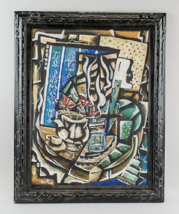 Featuring a Cubist style still life scene by 
																			Josef Capek