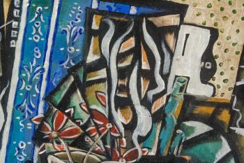 Featuring a Cubist style still life scene by 
																			Josef Capek
