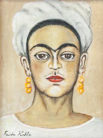 Featuring a self-portrait by 
																			Frida Kahlo