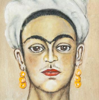 Featuring a self-portrait by 
																			Frida Kahlo