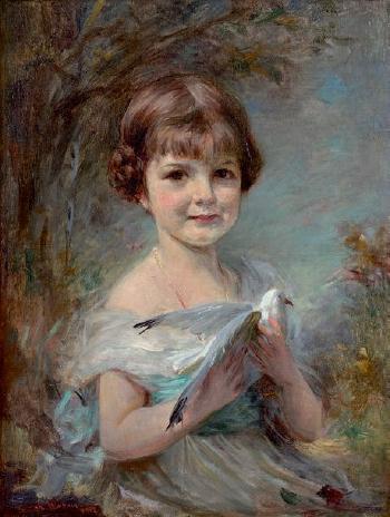 Portrait de jeune fille à la colombe by 
																	Charles Walmain