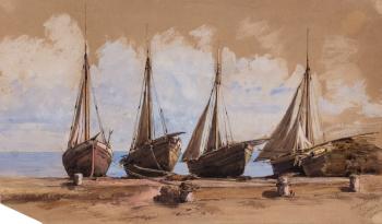 Barche in secca sulla riva by 
																	Giovanni Lanza