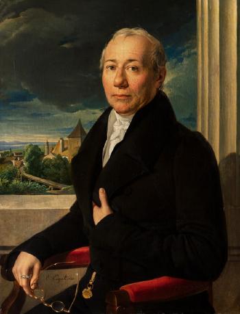 Ritratto di gentiluomo a mezzo busto, con paesaggio sullo sfondo by 
																	Erasmus von Engert