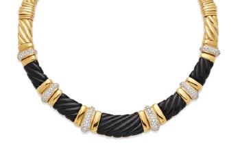 A Diamond Black Onyx And 18K Gold Collar by 
																	Charles Turi