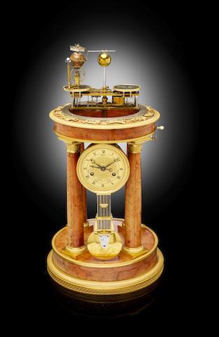 A Fine Ormolu Mounted Amboyna Orrery Clock by 
																	 Raingo Brothers